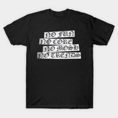 Black graphic t-shirt with bold white text design, casual style, perfect for everyday wear. Comfortable cotton material.