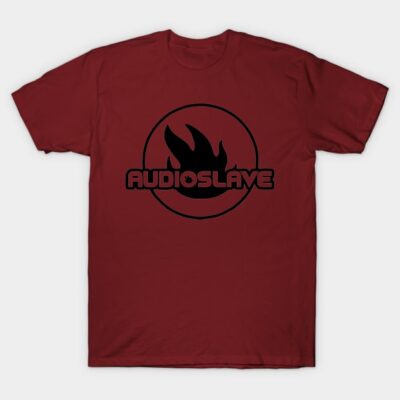 Maroon unisex T-shirt with black flame graphic and bold text, casual wear, soft cotton material.