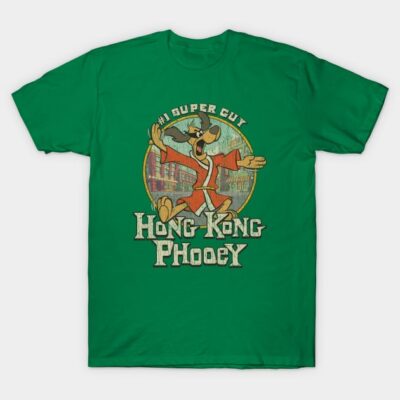 Green Hong Kong Phooey graphic t-shirt, cotton, casual style, featuring vintage cartoon design for everyday wear.