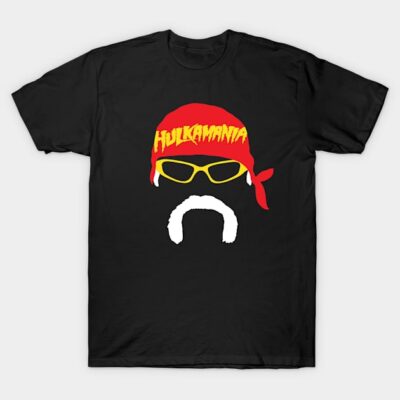 Black t-shirt featuring graphic design with red, yellow, and white elements, ideal for casual wear and fans of retro styles.