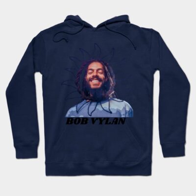 Navy blue hoodie with graphic print, comfortable cotton blend, casual style for everyday wear.