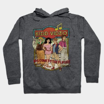 Gray retro graphic hoodie featuring colorful cartoon design, perfect for casual wear, made from soft cotton blend.