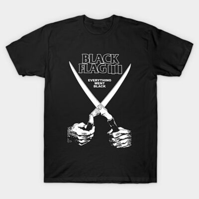 Black cotton t-shirt featuring bold graphic text and illustration, casual style, perfect for everyday wear.