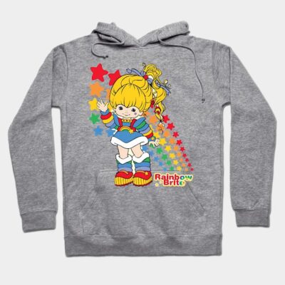 Gray hoodie with colorful cartoon character and stars, perfect for casual wear. Cozy cotton material, unisex design.