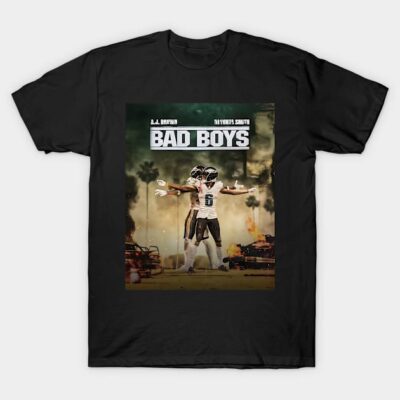 Black graphic t-shirt featuring action-themed design, ideal for casual wear, made from soft cotton fabric.