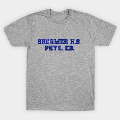 Gray Shermer H.S. Phys. Ed. t-shirt, blue text, casual wear, soft cotton blend, unisex style.