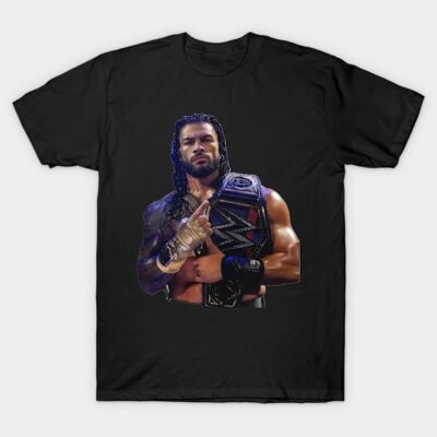 Black graphic t-shirt featuring wrestler design, perfect for casual wear. Cotton material, ideal for wrestling fans.