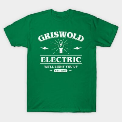 Green "Griswold Electric" graphic t-shirt, casual style, short-sleeve, cotton fabric, perfect for everyday wear.