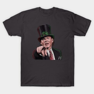 Black graphic t-shirt featuring a top hat illustration, perfect for casual wear, made from 100% cotton for comfort.
