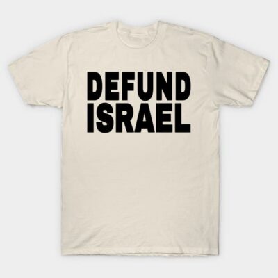 Beige cotton T-shirt with bold black text design, casual unisex style, suitable for everyday wear.