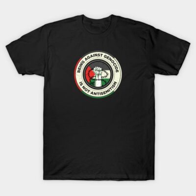 Black t-shirt with bold graphic, featuring a meaningful message and vibrant colors, ideal for casual wear.