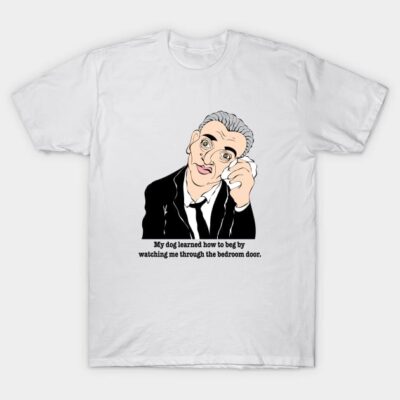 White cotton T-shirt with humorous graphic and text design, casual style, ideal for everyday wear.