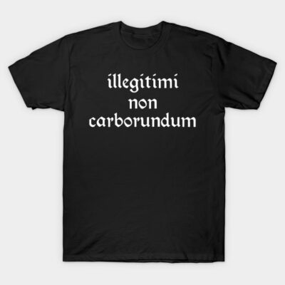 Black T-shirt with white Latin text, casual unisex style, cotton material, ideal for everyday wear or gifting.