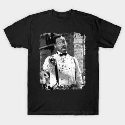 Black graphic t-shirt with a vintage monochrome print, casual style, made of soft cotton for everyday wear.