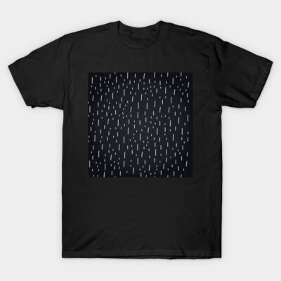 Black t-shirt with minimalist white line pattern, casual style, 100% cotton, perfect for everyday wear.
