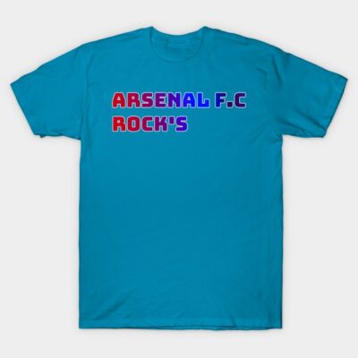Blue Arsenal F.C. themed t-shirt with bold text design, casual style, perfect for sports fans, 100% cotton.