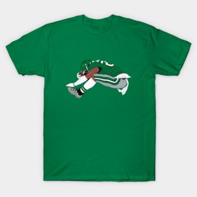Green football-themed t-shirt with graphic design, perfect for sports fans. Casual wear, 100% cotton, unisex style.