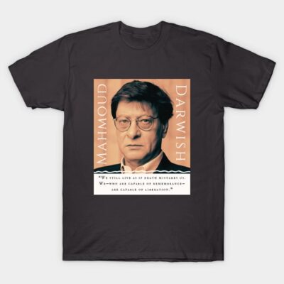 "Black graphic t-shirt with portrait and quote design, casual unisex style, soft cotton material, ideal for everyday wear."