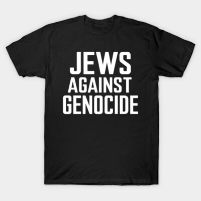 Black cotton t-shirt with bold white text promoting a social message, casual wear, unisex fit.