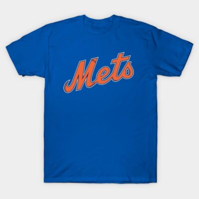 Blue Mets logo t-shirt, casual cotton style, perfect for fans or everyday wear, unisex design.