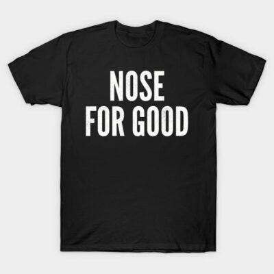 Black "Nose for Good" slogan t-shirt, casual style, cotton material, unisex fit, perfect for everyday wear.