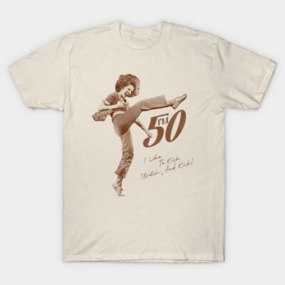 Cream t-shirt with vintage-style graphic and "I'm 50" text, ideal for casual wear, soft cotton fabric.