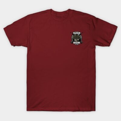 Maroon graphic tee with "Search and Rescue Veteran" design, casual style, ideal for everyday wear.