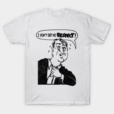 White graphic t-shirt with humorous cartoon design, casual style, suitable for everyday wear, cotton material.