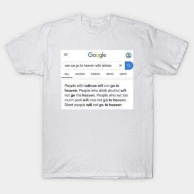 White cotton t-shirt with humorous search query print, casual style, unisex design, perfect for everyday wear.
