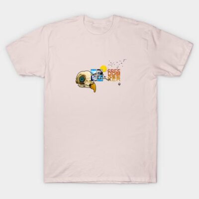Light pink graphic t-shirt with artistic design, casual style, made of 100% cotton, perfect for everyday wear.