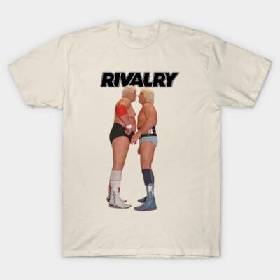 Cream-colored "Rivalry" graphic t-shirt featuring wrestling theme, casual style, cotton material, unisex.