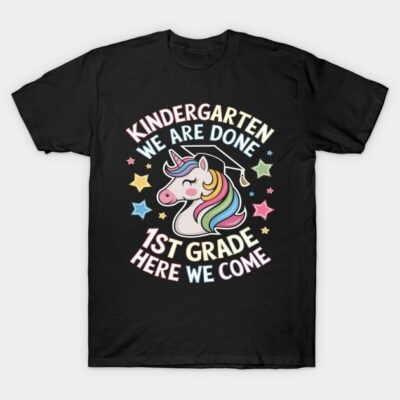 Kindergarten Graduation Magical Unicorn T-Shirt by AMinegishiArt