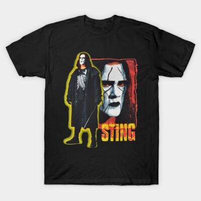 Black graphic t-shirt featuring bold design and text, perfect for casual wear, made of 100% cotton.