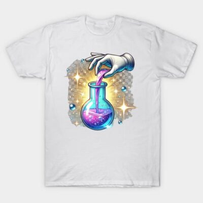 ✨🧪 Glowing Potion in Flask | Magical Science Illustration T-Shirt by shimaaalaa