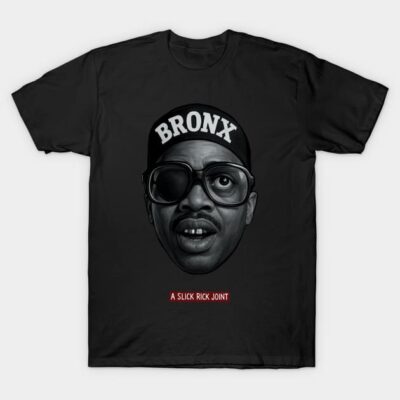 Black graphic t-shirt featuring bold Bronx cap design, ideal for casual wear. Made from soft cotton material.