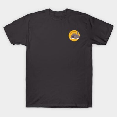 Black cotton t-shirt with small cat graphic on left chest, casual style, perfect for everyday wear.