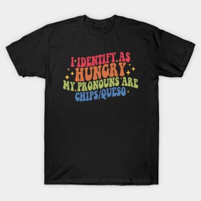 Black t-shirt with colorful text design, casual style, made from cotton, ideal for everyday wear.