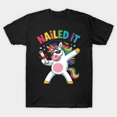 Kids Kindergarten Graduation Unicorn Graduate Nailed It T-Shirt by Facondo Marcelo