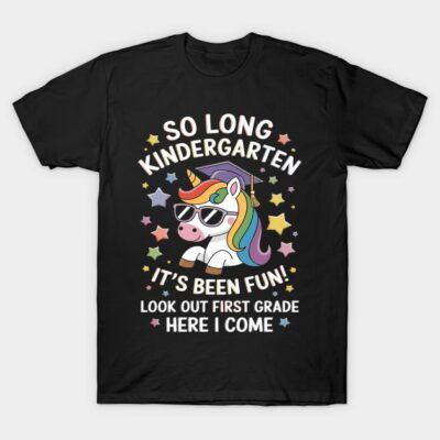 Kindergarten Graduation 2025 Unicorn Girls Graduate Kid Grad T-Shirt by Amaze Digital