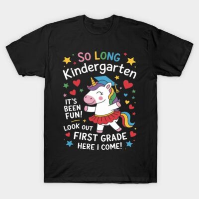 Kindergarten Graduation 2025 Unicorn Girls Kids 1st grade T-Shirt by Amaze Digital