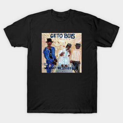 Black T-shirt with Geto Boys Can't Be Stopped album art, casual style, cotton material, music-themed apparel.