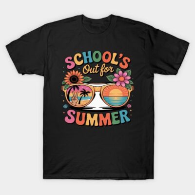 Groovy School's Out For Summer Graduation Teacher Kids T-Shirt by ArtJordanfdizar