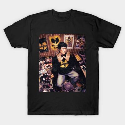 Black graphic t-shirt featuring a vintage-style print with music theme, casual wear, cotton material.