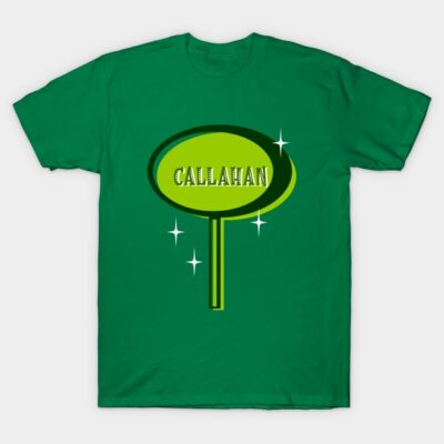 Green graphic T-shirt featuring retro design, ideal for casual wear, 100% cotton fabric, unisex style.