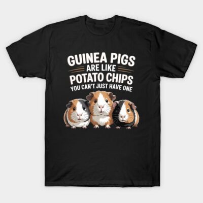 Black t-shirt featuring a cute guinea pig illustration and humorous text, perfect for animal lovers.