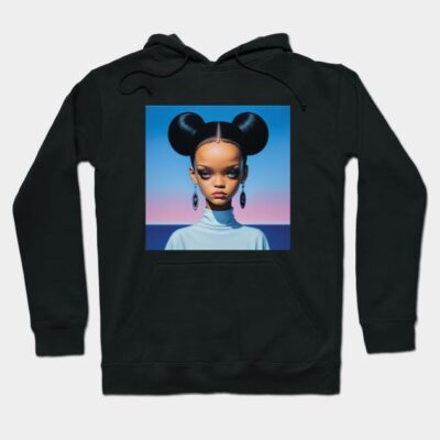 Black hoodie featuring a cartoon character design, perfect for casual wear, cotton blend material, unisex style.