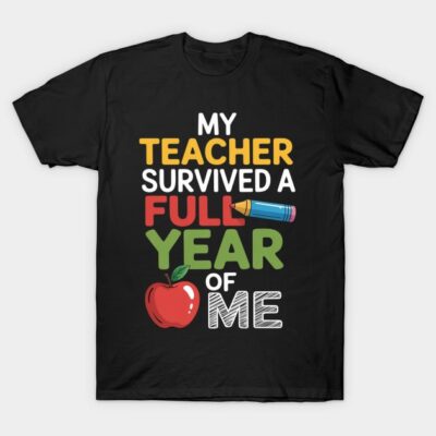 Black teacher appreciation t-shirt with colorful text and apple graphic, ideal for end-of-year gifts, cotton material.