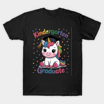 Kids Kindergarten Graduate Pastel Rainbow Unicorn Graduation T-Shirt by ArtJordanfdizar