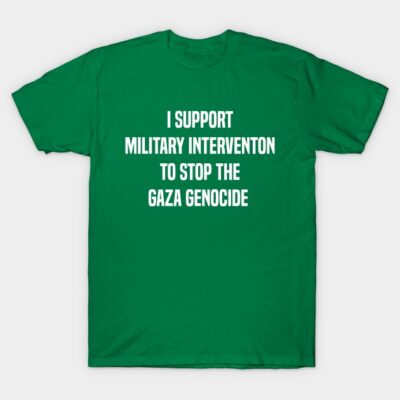 Green cotton T-shirt with bold white text, casual style, unisex, suitable for everyday wear and statement-making.