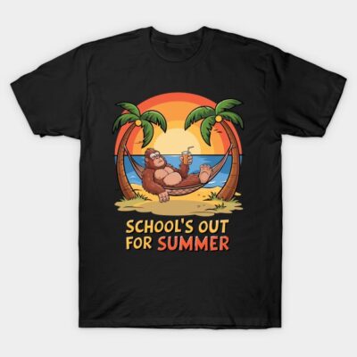 Last Day Of School Schools Out For Summer Sasquatch Teacher T-Shirt by SABABIHO